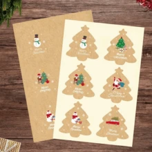 Christmas Greeting Card Set, Kraft Paper Christmas Cards, Featuring Santa Claus, Snowman, Reindeer, Christmas Tree Patterns, Holiday Gift Cards, Suitable For Gifts And Party Favors (Includes Envelopes + Stickers) - View 4