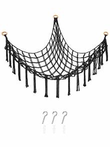 1pc Back To School Large Plush Doll Storage Net/Hammock, 55 Inch Doll Hammock, Macaron Color Plush Corner Hanging Net, Mesh Hammock With Hooks, Bedroom Living Room Plush Storage Rack, Linen Woven Plush Net, Plush Storage Bag, Large Plush Net - Multicolor - View 16