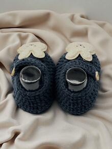 1 Pair Infant Slippers With Rabbit Applique, Beige And White, Infant Shoes - Dark Grey - View 6