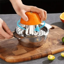 1PC Stainless Steel Manual Lemon Juicer With Large Capacity Bowl Container, Efficient Juice Extraction Conical Press Head Design, Built-In Filter Holes For Easy Separation Of Seeds And Pulp, Home Kitchen Orange Citrus Fresh Juice Tool, Manual Press Effort-Saving And Easy To Clean, Homemade Juice Beverage, Kitchen Tool - Multicolor - View 6