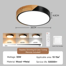 1pc Modern Minimalist LED Ceiling Light Fixture, Remote Control Semi-Recessed Metal Ceiling Light, Polypropylene Translucent Lampshade, 220V Hardwired Power Supply, No Battery Required, Living Room Bedroom Dining Room Study Indoor Home Ceiling Decorative Lighting - Ceiling Light With Wooden Frame - View 15