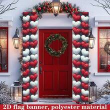 1pc 2D Flat Red & White Heart Theme, With Clear Water Droplet Texture Pattern, Made Of Polyester Material, No Power Required, Suitable For Indoor/Outdoor Various Holiday Scenes, Can Be Used As Porch Side Decoration, Photo Backdrop, Applicable For Holiday Events, Store Display, Decorating Warm And Romantic Atmosphere, Suitable For Valentine's Day And Winter Holiday Atmosphere - 1PC - View 2