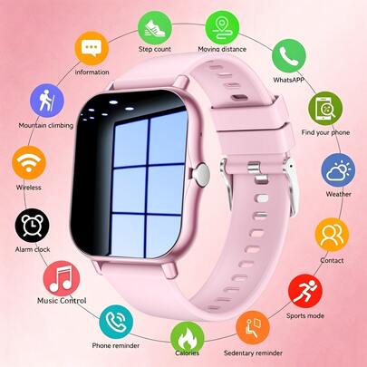 Nuevo Reloj Inteligente Deportivo de Rápida, Pantalla Táctil Completa de 1,83 Pulgadas, Con Función de Mensajes y Llamadas, Podómetro Deportivo, Compatible con Teléfonos Android, Reloj Banda de Fitness Inteligente, Adecuado para Mujeres y Hombres como Regalo, Regalo de Cumpleaños