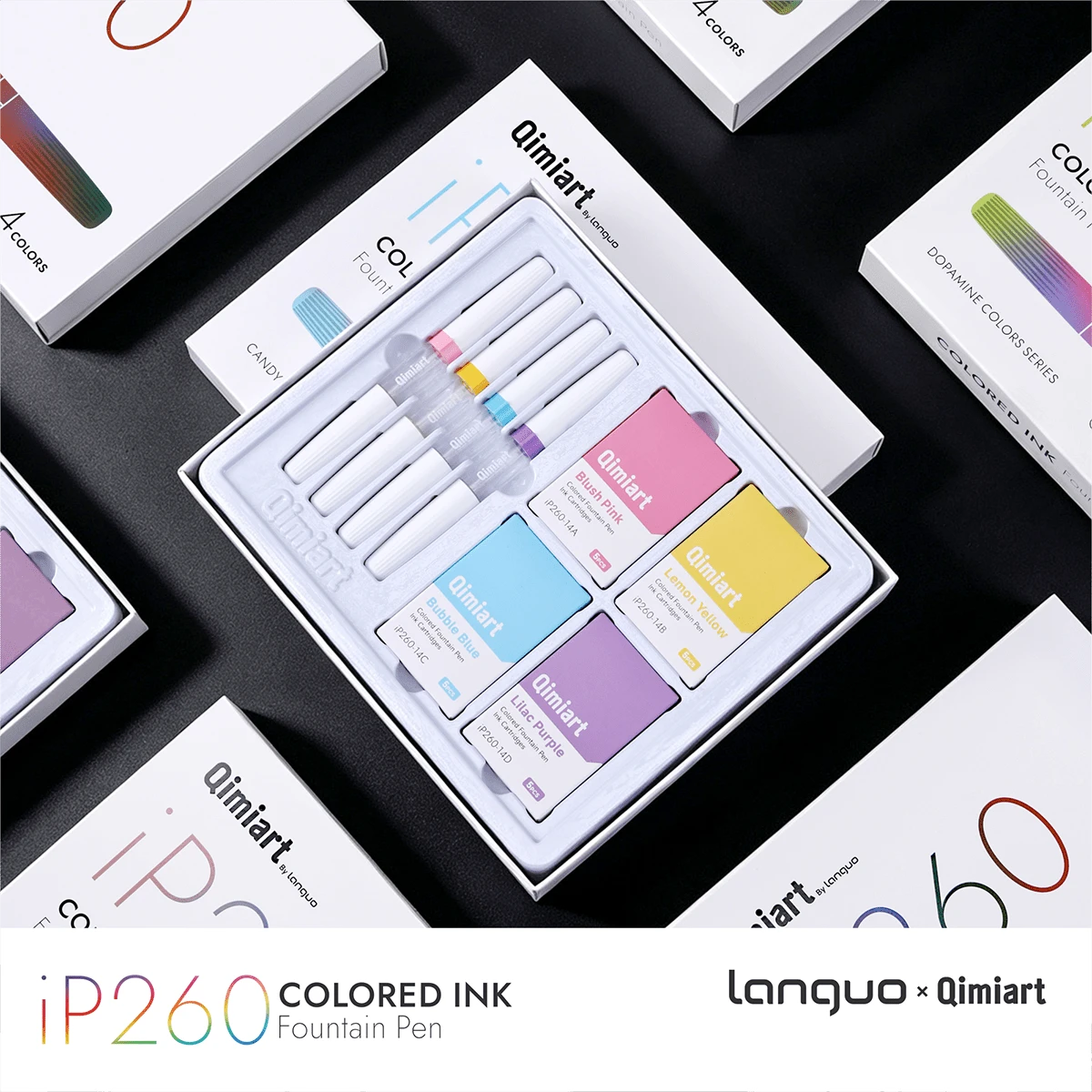 1 Set Colorful Ink Fountain Pen Kit, Dopamine Multi-Color Ink Cartridge Fountain Pens, 4-Piece Gift Box Set For Students, Handwriting Practice, Journaling, Drawing, Colorful Ink Pens With Replaceable Cartridges, Colored Nibs For Writing, Notes, Marking, Handmade Gift Stationery - Fountain Pen Set - View 1
