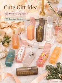 Mini Portable Transparent Storage Box, Travel Floss Box, Pill Box, Toothpick Box, Cotton Swab Storage Box, Flip Lid Pocket Storage Box, Small Multi-Purpose Dust-Proof Storage Box - Multicolor - View 10