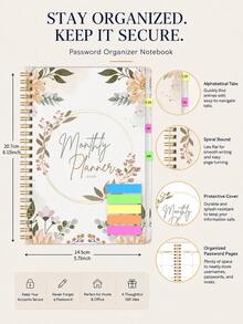 1pc 2026 Floral Monthly Planner For Women, Jan-Dec Calendar With Gold Spiral & To-Do Pages, Office Desk Accessories Note Books For School Teacher Accessories, Halloween Gifts - A - View 5