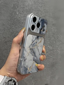 1pc Silver Fault Marble Pattern Personalized Minimalist Anti-Fall Soft TPU Fashion Phone Case Full Coverage Anti-Fouling Protective Shell Compatible With Apple 18 17 16 15 14 13 12 11 Pro Max Air - Multicolor - View 2