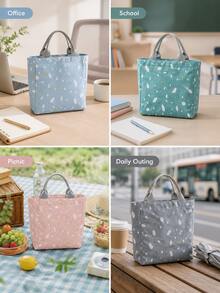 Linen Drawstring Insulated Lunch Bag, Portable Meal Storage Bag, Suitable For Students And Adults, Large Capacity Picnic Bag, Foldable Food Storage Bag, Applicable For Office, School, Outdoor Dining And Daily Use Travel Storage Bag - Multicolor - View 9