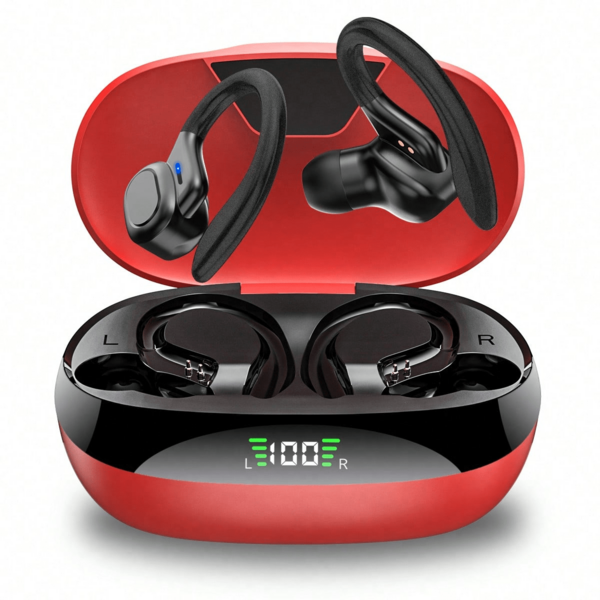LIFEBEE Wireless Earbuds, Suitable For Running & Fitness, In-Ear Wireless Headphones With Noise Cancelling Mic, Sports Earphones, Ear Hook Design, Stereo In-Ear Headset With LED Display And Charging Case