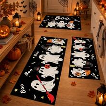 1/2pcs Halloween Ghost Pattern, Vintage Diatomaceous Earth Mat, Super Absorbent, Non-Slip, Perfect For Bathroom, Kitchen And Dining Room, Quick Dry, Machine Washable, Perfect Gift For Home Decor And Bathroom Mat - Multicolor - View 2