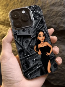 1件裝 Black Money Black Dress Girl 個性化極簡全包覆 TPU 防震手機殼，適用於 Apple 18 17 16 15 14 13 12 11 Pro Max Air 及系列 - 彩色 - 查看 2