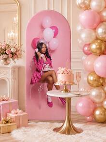 Custom Arch-Shaped Elastic Backdrop, Personalized Elastic Arch Cover, Double-Sided Decorative Background Curtain, Suitable For Dome Background Stand, Arch-Shaped Background Tapestry, Graduation, Birthday, Party, Dinner, Theme Party (Stand Not Included) - Multicolor - View 3