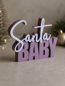 1pc Christmas Baby Text Desktop Ornament, 3D Cursive Letter Desktop Decor, Holiday Christmas Tabletop Statue, Suitable For Entryway Console, Shelf, Mantel, Living Room Holiday Home Display Decoration, Home Decor, Room Decor, Autumn Home Decor, Office Decor, Gift - Multiple Styles - View 2