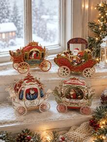 1pc 3D Christmas Pop-Up Greeting Card, Creative Holiday Paper Card, Elegant Carriage Design, Christmas Celebration Festival Decoration Card, Surprise Message Card - 3D - View 11