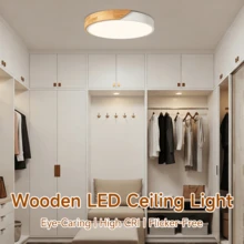 1pc Modern Minimalist LED Ceiling Light Fixture, Remote Control Semi-Recessed Metal Ceiling Light, Polypropylene Translucent Lampshade, 220V Hardwired Power Supply, No Battery Required, Living Room Bedroom Dining Room Study Indoor Home Ceiling Decorative Lighting - Ceiling Light With Wooden Frame - View 3
