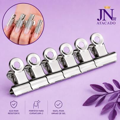 Kit 6 Presilhas para Curvatura C de Unhas em Gel 38mm Grande