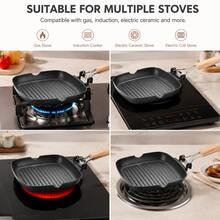 1pc Maifan Stone Non-Stick Steak Grill Pan, Square Striped Frying Pan With Wooden Handle, Oil-Saving Grilling Pan, Suitable For Steak, Meat, Fish And Home Kitchen Cooking - View 10