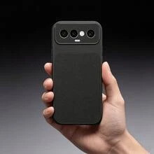 Black New Luxury Litchi Texture Large Window Perforated Protective Case, Full Coverage Anti-Drop Anti-Slip Wear-Resistant Solid Color Soft Shell, High-End Matte Texture Anti-Fingerprint Anti-Sweat Phone Protective Cover, Precise Cutouts Compatible With All Transsion Models, Compatible With Infinix SMART 5 2021 India Version, SMART 6/6 PLUS With Fingerprint Hole, SMART 7, SMART 8, SMART10 - Black - View 6