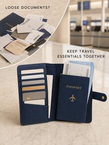 Solid Color Multi-Layer Passport Holder,Suitable For Storing Passport Documents, Bank Cards Storage Card Bags Travel Travel Essential Passport Cover - Multicolor - View 2