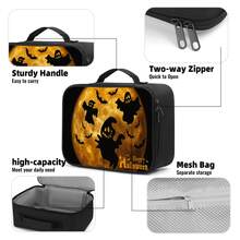 Halloween Series Multi-Style 2D Printed Tote Bag, Multiple Patterns Available, Long-Lasting Cold & Heat Insulation, Dual Zipper Large Capacity Handbag, Portable Tote Bag For Holiday Party, Commute, Picnic - Handbag - View 4
