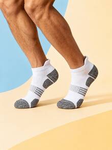 1/5 Pairs Men's Sports Short Socks, Outdoor Fitness Running Socks, Terry Bottom Non-Slip Cushioning Comfortable Soft, Suitable For Teenagers And Adults - Multicolor - View 3