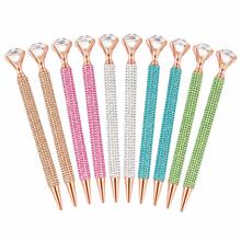 10pcs/Set Sparkling Rhinestone Ballpoint Pen Set, Diamond Top Shiny Crystal Metal Pen, Luxury Decorative Office Stationery Gift - Assorted - View 1