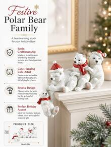 1pc Christmas Bear Lake & Polar Bear Reaching Resin Desktop Decor - Multicolor - View 4