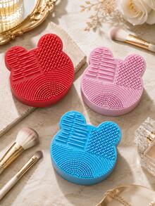 Cute Bear Makeup Brush Cleaning Box, Makeup Brush Cleaning Tool, Silicone Cleaning Brush, Quick Drying Makeup Brush Cleaning Box, Suitable For Women's Makeup Accessories Cleaning, Portable Vanity And Travel Essential, Best Gift For Women, Christmas Gift - Multicolor - View 9