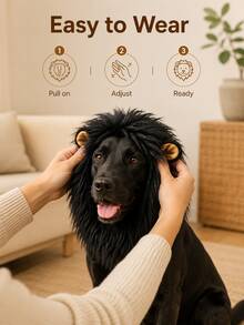 Pet Lion Mane Wig Hat With Ears, Suitable For Dogs, Halloween Costume Headpiece, Cute Animal Style Hat, Fun Party Accessory For Cats And Small Dogs, Holiday Dress-Up Gear, Photo Prop, Festival Celebration, Puppy Accessory Set - Multicolor - View 5