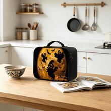 Halloween Series Multi-Style 2D Printed Tote Bag, Multiple Patterns Available, Long-Lasting Cold & Heat Insulation, Dual Zipper Large Capacity Handbag, Portable Tote Bag For Holiday Party, Commute, Picnic - Handbag - View 9