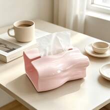 1pc Wavy Texture Tissue Box, Glossy Finish Paper Towel Storage Box, Large Opening Easy To Replace Tissues, Living Room Desktop Napkin Holder, Luxury Home Decor - View 9