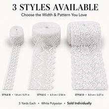 White Lace Sewing Trim, 5 Yards Polyester Floral Lace Ribbon, Decorative Wavy Edge, Suitable For Crafts, Weddings, Gift Wrapping And Clothing - White - View 8