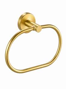 1 Pc Oval Stainless Steel Towel Ring, Screw Mounted Hand Towel Holder With 180° Pivoting Design, Sturdy Strong Support, Waterproof Rust-Resistant Wall Mounted Towel Hanger, Black Silver Gold Options For Bathroom, Vanity, Powder Room, Bathroom Refresh - View 14
