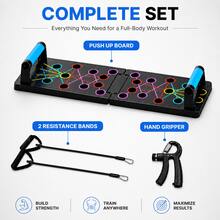 30-Hole Push-Up Board With Optional 2 Resistance Bands ,Skipping Rope ,Gripper, Multi-Functional Home And Gym Exercise Equipment, Push-Up Assistant, Chest Muscle Trainer, Strength Training Device - Black Push-up Board+Resistance Bands+Skipping Rope+Gripper - View 7