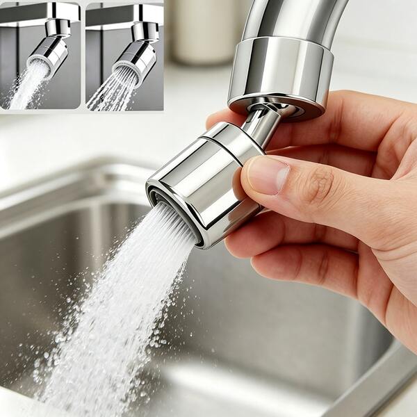 360-graden draaibare anti-spat kraanbeluchter voor keuken en badkamer, moderne spoelbak kraanverlenger, toiletartikelen kraanverlenger, multifunctionele tweesnelheidsbeluchter, geschikt voor keuken en badkamer, ideaal voor het wassen van groenten en fruit, keukenapparatuur