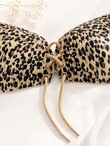 YIYANG 2/1pc Women's Leopard Print Invisible Adhesive Bra, Strapless Backless Breast Pads, Adjustable Tie-Up Push-Up Bra, Seamless Fit, Suitable For Evening Dresses With Low Neckline And Open Back - Multicolor - View 7
