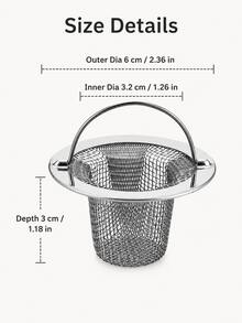 Stainless Steel Sink Strainer With Handle, Fine Mesh Filter Basket, Anti-Clogging Easy-To-Clean Debris Collector, Reusable Filter Basket For Kitchen And Bathroom Sinks, Practical Year-Round Home Accessory - Silver - View 4