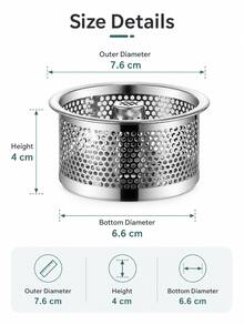 Stainless Steel Sink Strainer, Featuring Fine Honeycomb Basket And Center Handle Design, Anti-Clogging, Easy To Pour And Clean, Practical Kitchen Sink Debris Filter, Essential Home Kitchen Accessory - Silver - View 4
