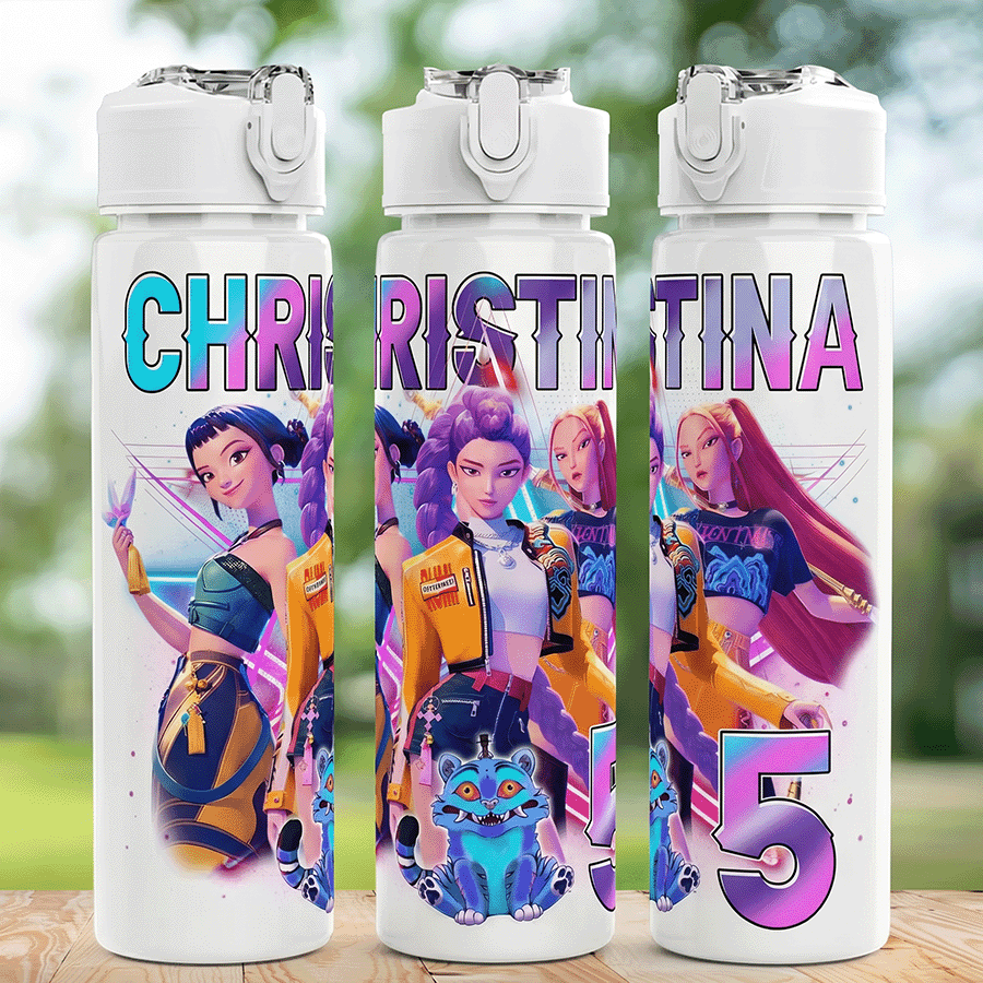 KPop Demon Hunters 5pcs 5-Color K-POP Girl Group Style Anti-Spill Flip-Top Sports Water Bottles, Portable & Fashionable Design, 800ml-27oz Travel Cups With Strap, Straw And Lid, Cute Design, High Quality, Leak-Proof, Shock-Resistant, Durable Outdoor Sports Water Cups, Large Capacity Portable Cups, Suitable For Short Trips, Hiking, Picnic, Running, Fitness, Mother's Day, Halloween, Christmas, Thanksgiving, Father's Day, Valentine's Day, Students, Families, Boyfriend/Girlfriend, Birthday, Graduation Gifts, Suitable For Men And Women, Also An Excellent Surprise Gift For Fans.