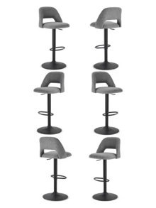 Goeurvant Nordic Height Adjustable Bar Stools 360° Swivel Kitchen Island Chair With Hollow Back And Counter Stools With Footrest For Bistro Café Breakfast Bar-Dove Grey Textured Fabric - Dove Grey Textured Fabric - View 10