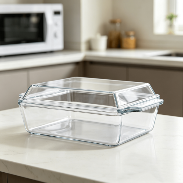 Cazuela rectangular de vidrio con tapa, capacidad de 2 litros, dimensiones 29,3 * 20,4 * 9 cm, resistente al calor, apta para horno y cocina eléctrica, ideal para preparar lasaña y platos de carne.