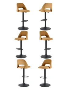 Goeurvant Nordic Height Adjustable Bar Stools 360° Swivel Kitchen Island Chair With Hollow Back And Counter Stools With Footrest For Bistro Café Breakfast Bar-Camel PU Leather - Camel PU Leather - View 9