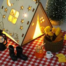 Miniature Wooden House Tent Outdoor Scene Prop, Suitable For Painting And Graffiti Accessories, Miniature Scene Decoration - Bonfire Style - A - View 4