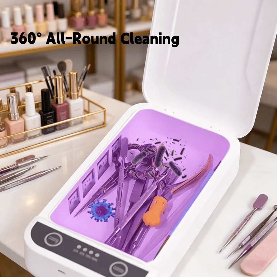 UV Nail Tool Cleaner, Portable USB Cleaning Box, Nail Tool Cleaning Box Beauty Tool Cleaner. Suitable For Cleaning Nail Salons, Tweezers, Jewelry, Mobile Phones, And Manicure Tools. Multi-Functional Cleaning Box