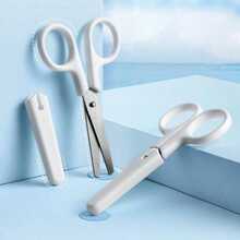 1pc Mini White Scissors, Portable Stainless Steel Blade Paper Cutter, Handmade Stationery, Office School Gift - Multicolor - View 2