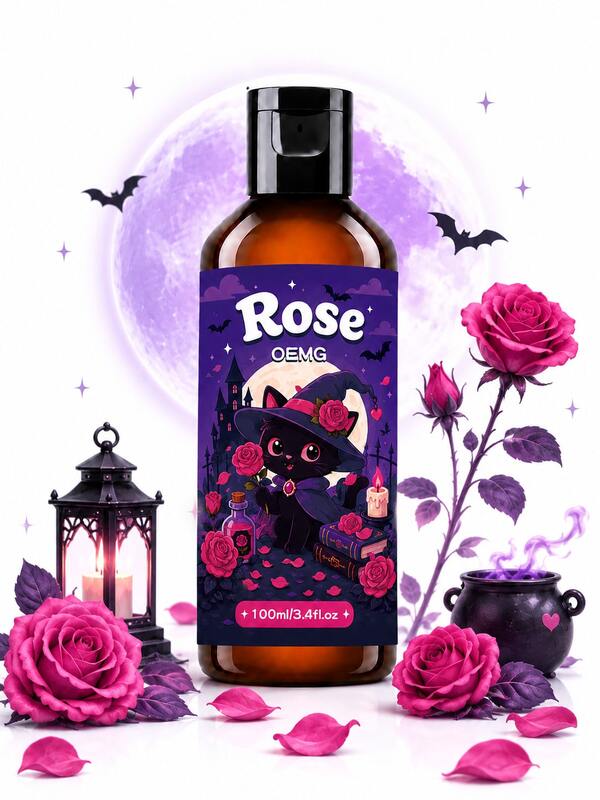 30ml/100ml Halloween Series Rose Essential Oil, Rich Fragrance, Long-Lasting, Suitable For Aromatherapy Diffuser, Air Freshener, Candle Making, Car Fragrance, Halloween Gift, Holiday Decoration