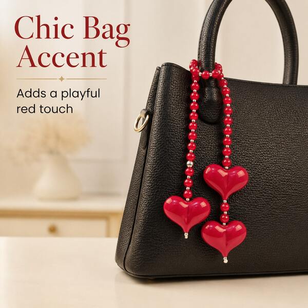 1pc Heart-Shaped Beaded Bag Charm, Fashionable Personalized Backpack Pendant, Women's Heart Bag Accessory, Luxury Love Style Y2K Bag Decoration, Love Bag Talisman, Fashionable Love Bead Chain, Women Bag Jewelry