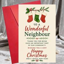 1/3 Sets Greeting Card With Envelope Christmas Happy Card, Sent To You, Thank You For Being A Wonderful Neighbor In The Holiday Season, Thank You Gift For Friends And Community Members, New Year Blessing Flat Card - A - View 1