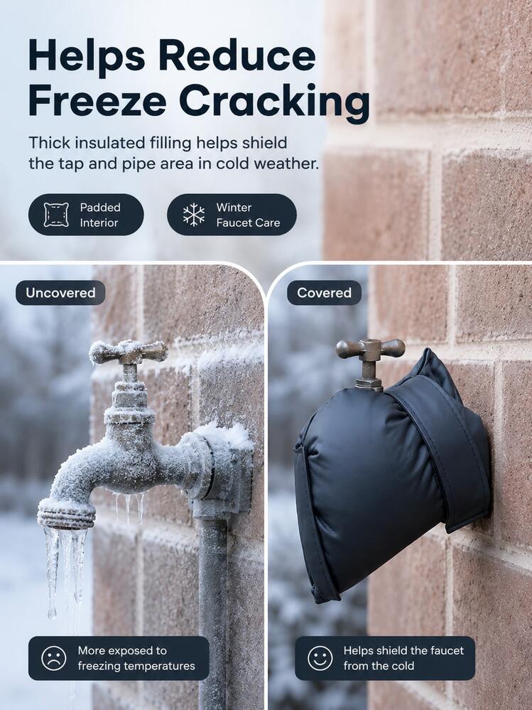 Modern Style Rectangular Outdoor Faucet Cover, With Hook And Loop Fastener And Fine Stitching, Heat Insulation Anti-Freeze Anti-Rain Anti-Snow Faucet Sleeve, Suitable For Outdoor Garden Yard Faucet Protection In Cold Winter - Multiple Styles - View 2