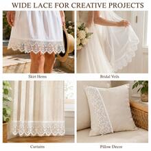 White Lace Sewing Trim, 5 Yards Polyester Floral Lace Ribbon, Decorative Wavy Edge, Suitable For Crafts, Weddings, Gift Wrapping And Clothing - White - View 5